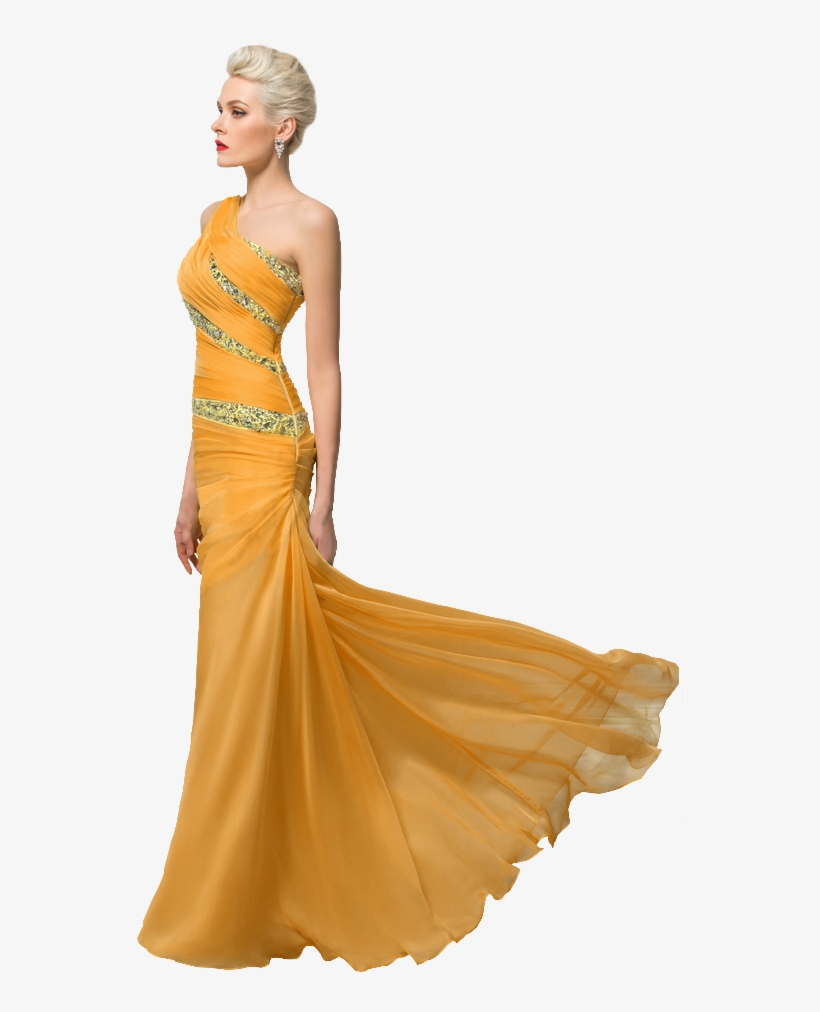 Femme Robe Jaune - Femme En Robe Jaune Png, transparent png download