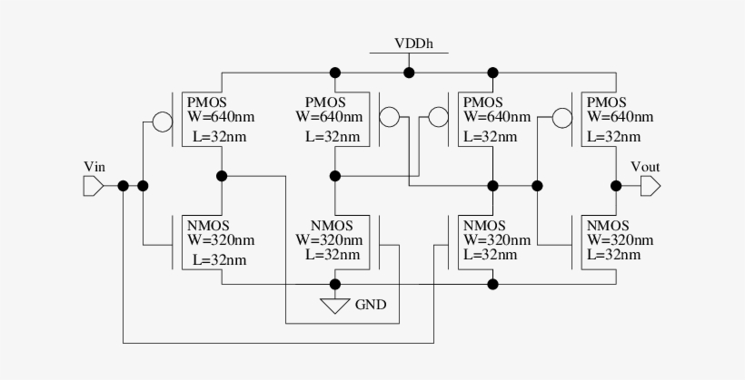 Level Up Shifting Sub Circuit Showing Baseline Sizes - Diagram, transparent png download