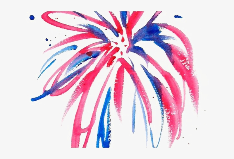 Drawn Fireworks Watercolour - Fire Works Water Color, transparent png download