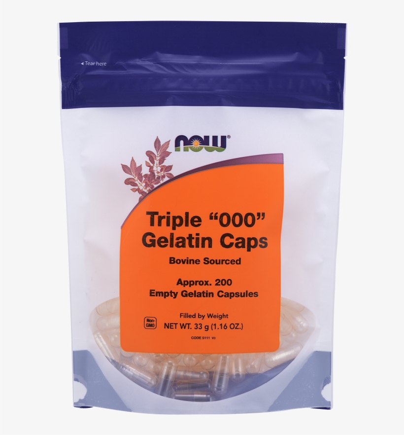 Empty Capsules, Gelatin, Triple - Now Foods Triple '000' Gelatin Caps - 200 Caps, transparent png download