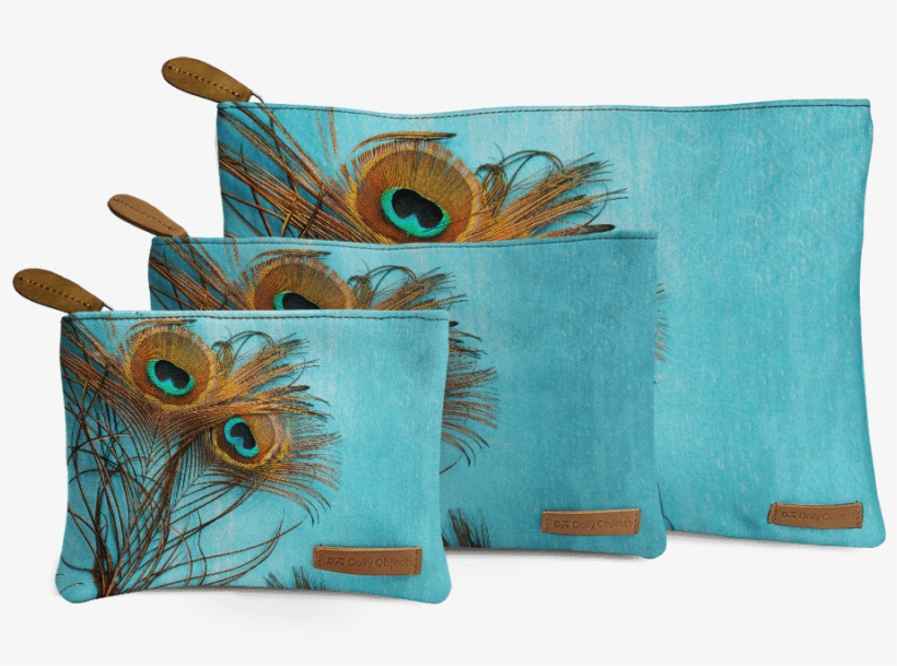 Dailyobjects 3 Peacock Feathers Regular Stash Pouch - 3 Peacock Feathers Tote Bag - 16" X 16" By Sylvia Cook, transparent png download