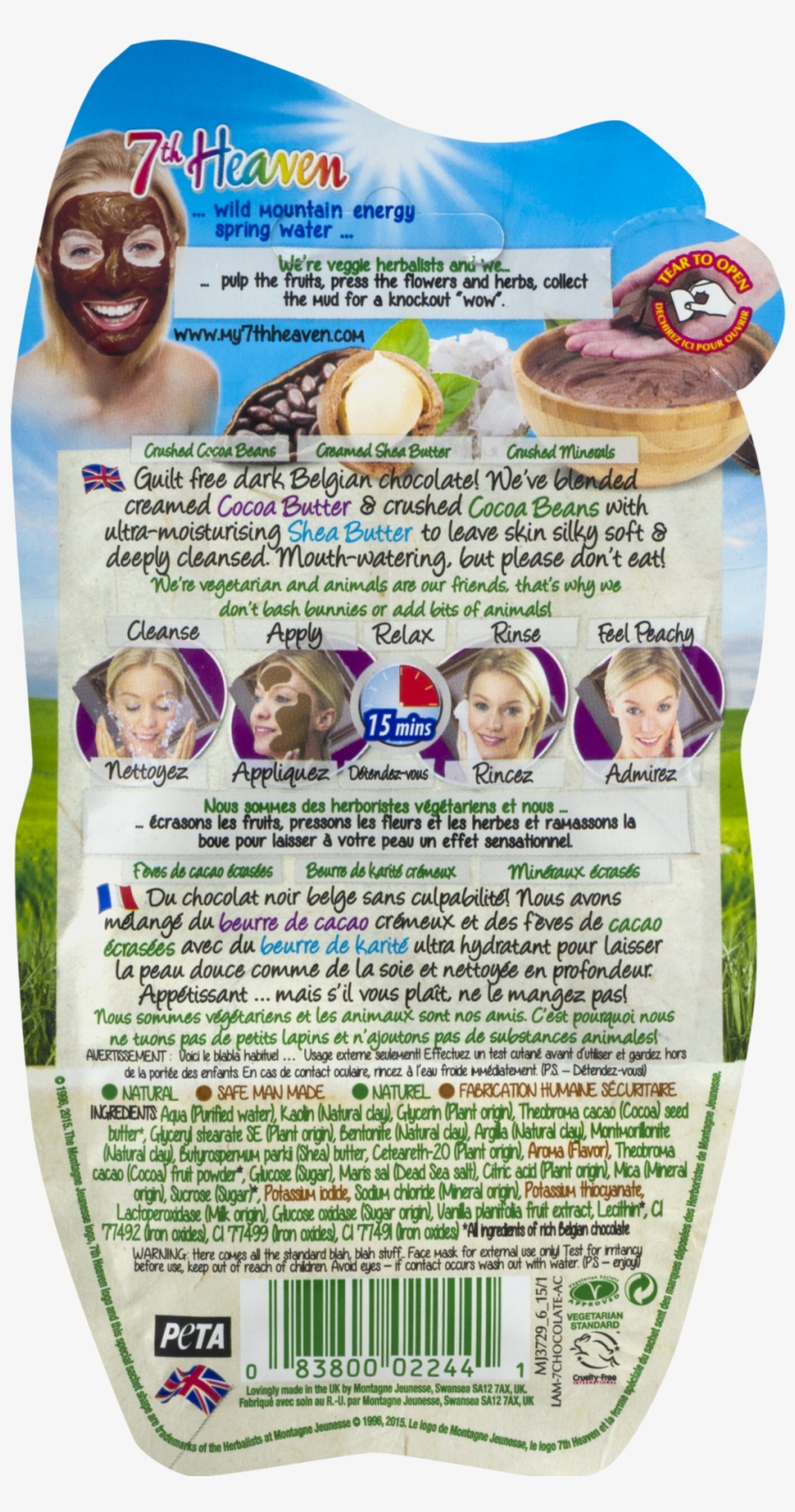 7th Heaven Chocolate Mud Masque, Hydrating With Antioxidants, - Mozzarella, transparent png download