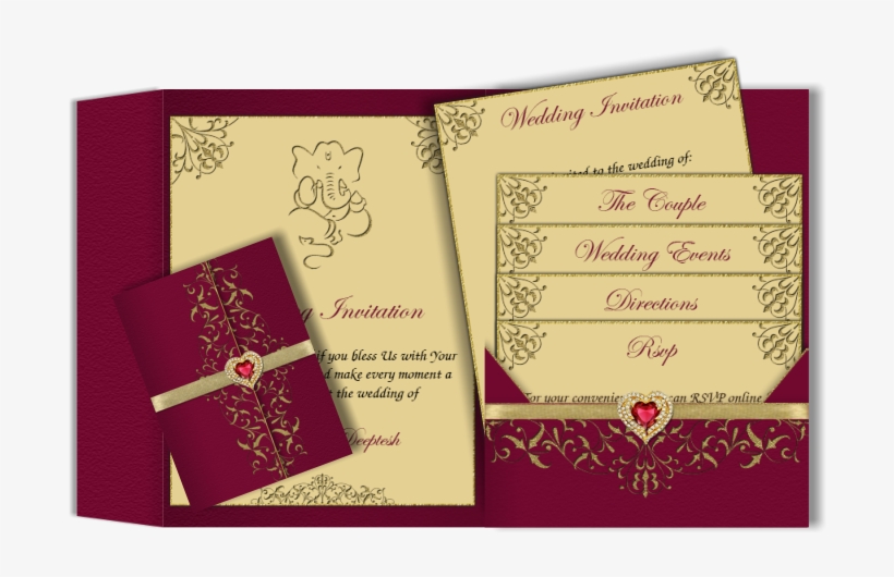 Deep Indian Red Colored Hundu Email Marriage Card With - Marriage Card, transparent png download