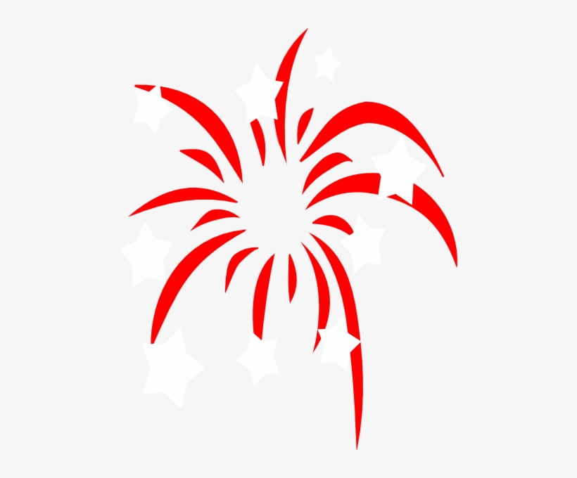 Red Fireworks With White Stars Clip Art - Patriotic Clip Art, transparent png download