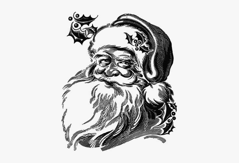December Santa, Coloring Sheet, - Santa Claus Black And White, transparent png download
