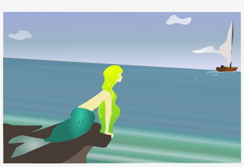 Mermaid, Boat, Love, Parting, Sailor, Sea, Tears - Cartoon Mermaids On Rocks, transparent png download