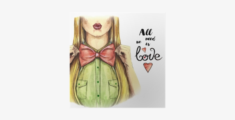 Watercolor Picture On A Valentine's Day, Girl Kisses, - Valentine's Day, transparent png download