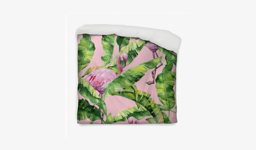 Banana Palm Leaves Seamless Watercolor Illustration - Dense Jungle Round Mouse Pad Customized Non Slip Rubber, transparent png download