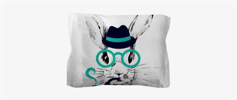 Hand Drawn Watercolor Sketch Portrait Pillow Sham • - Hipster Rabbit, transparent png download