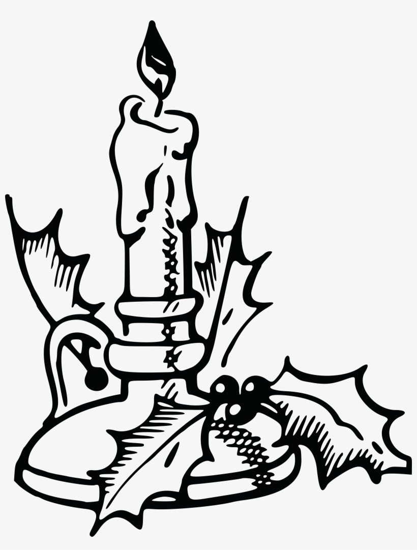 Candle Drawing Old Fashioned - Black And White Graphic Christmas Candle, transparent png download