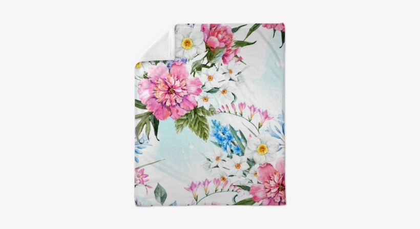 Watercolor Vector Floral Pattern Plush Blanket • Pixers® - Watercolor Painting, transparent png download