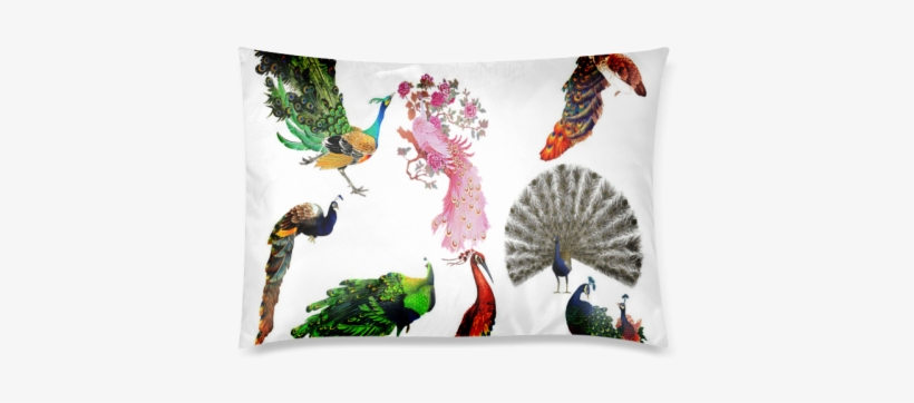 Peacock Clipart Custom Zippered Pillow Cases 20"x30" - Peacock Pink Roses Flowers Floral Bird Feathers Tote, transparent png download