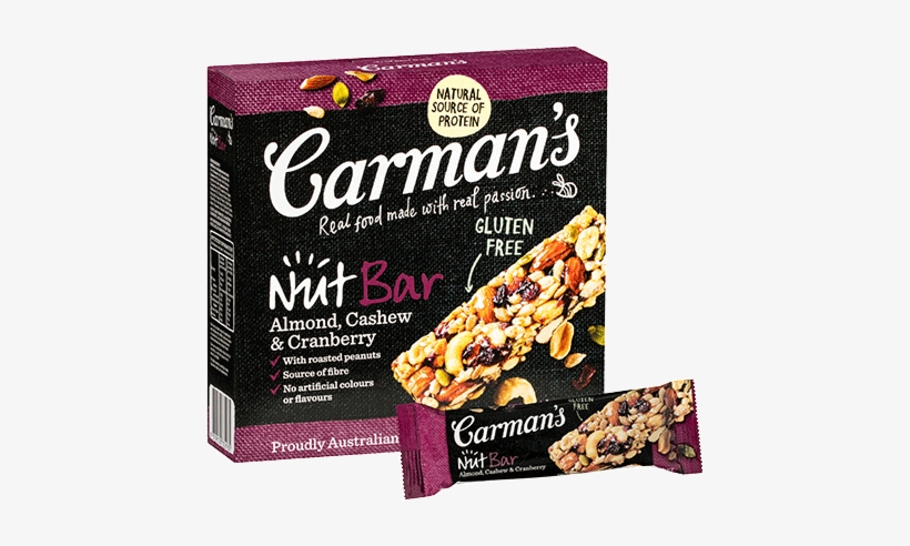 Almond, Cashew & Cranberry Nut Bars - Carmans Super Berry Muesli Bar, transparent png download