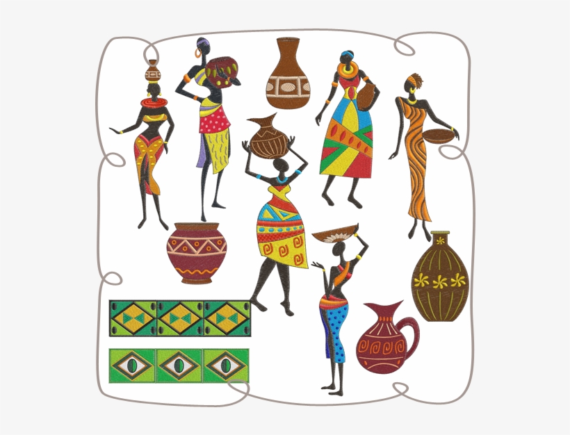 African Ladies - Machine Embroidery Design African, transparent png download