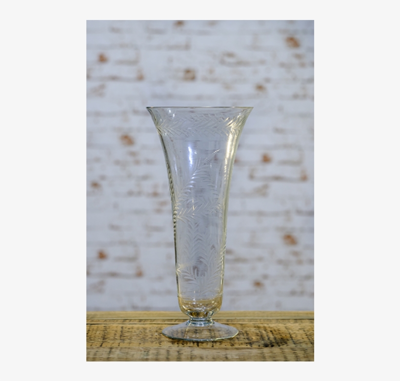 Tall Glass Vase With Etched Leaf Pattern - Vase, transparent png download
