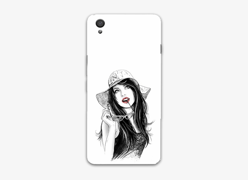 Cute Look Oneplus X Mobile Case - Pin Or Brooch Woman With Hat, Black, transparent png download