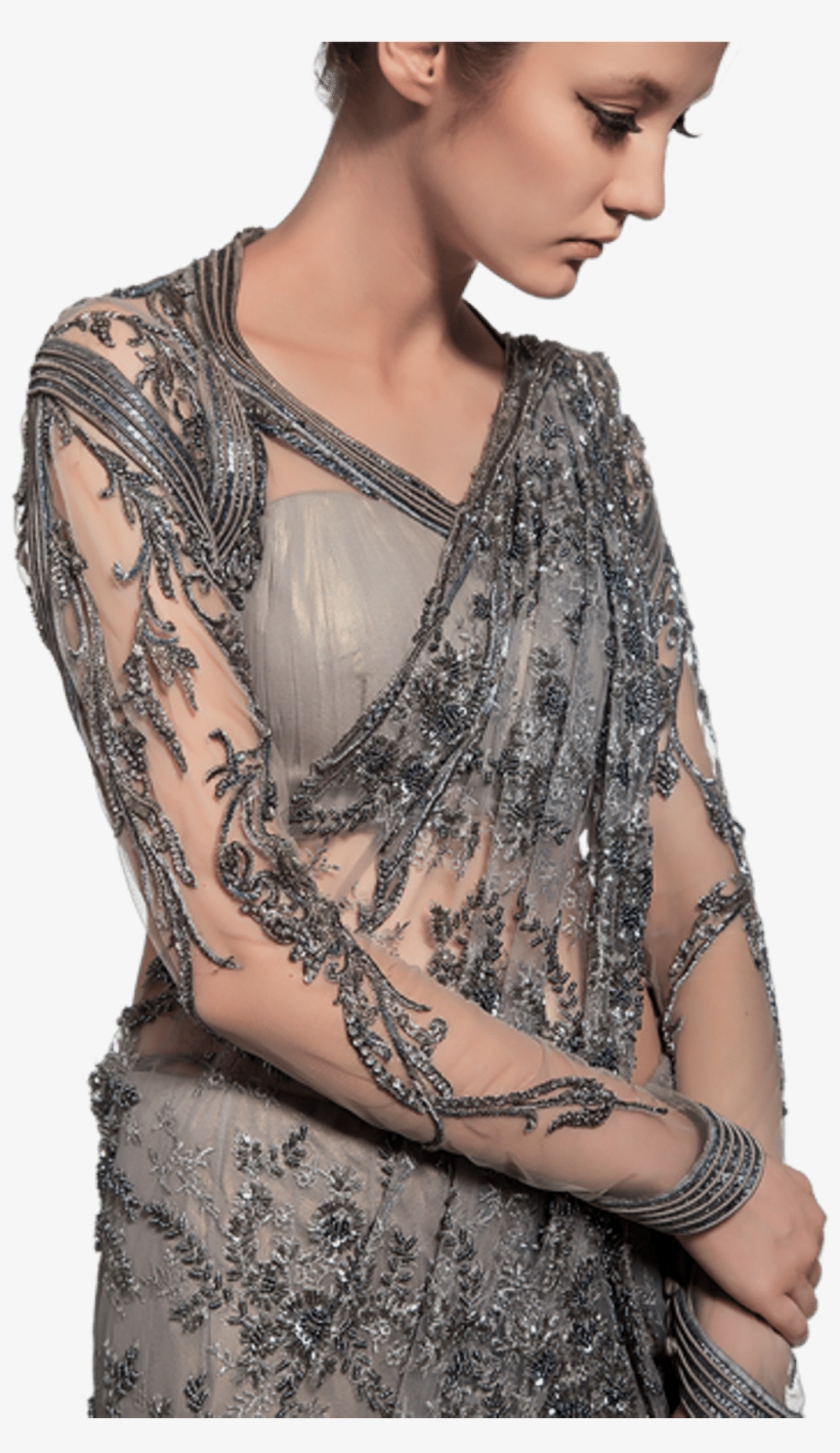 Embellished Slate Grey Saree Lehenga - Photo Shoot, transparent png download
