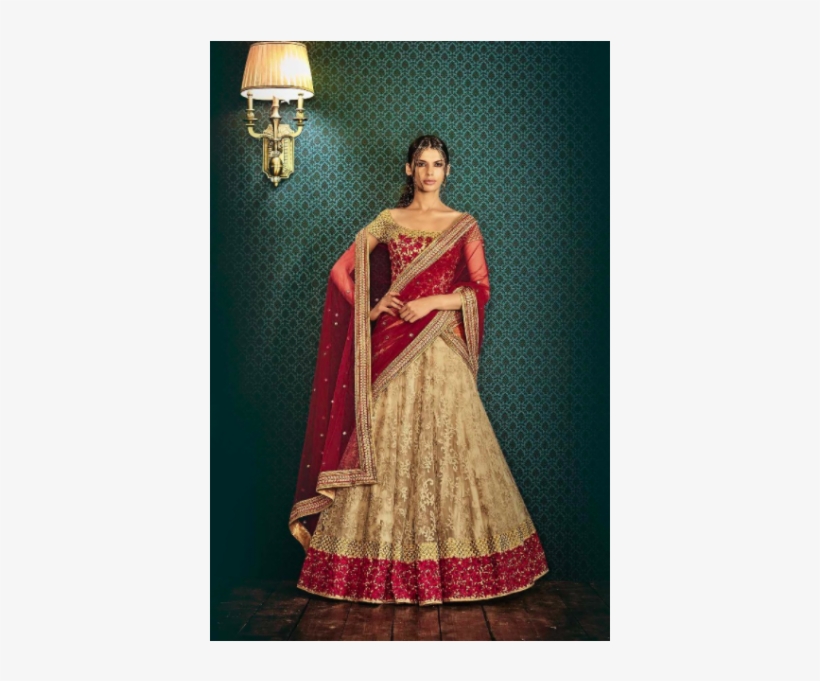 Lehenga Design In Cream Color, transparent png download