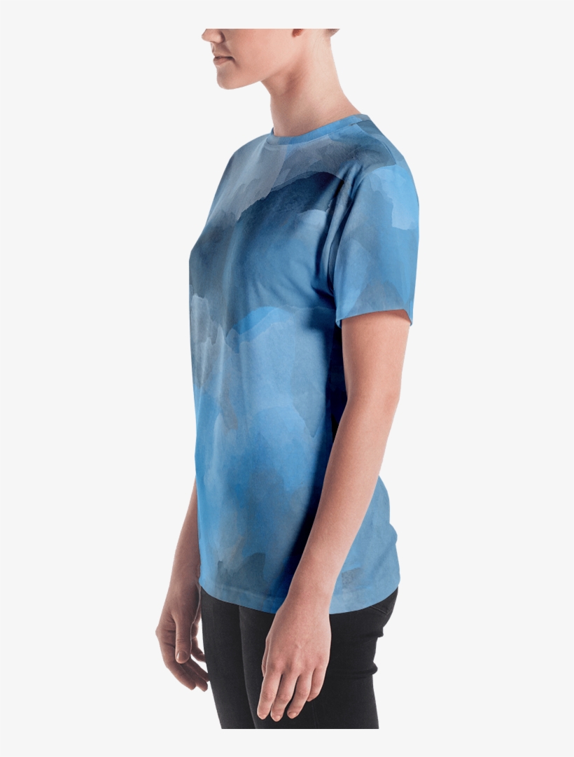 Steel Blue Watercolor Women's T Shirt T Shirt Zazuze - T-shirt, transparent png download