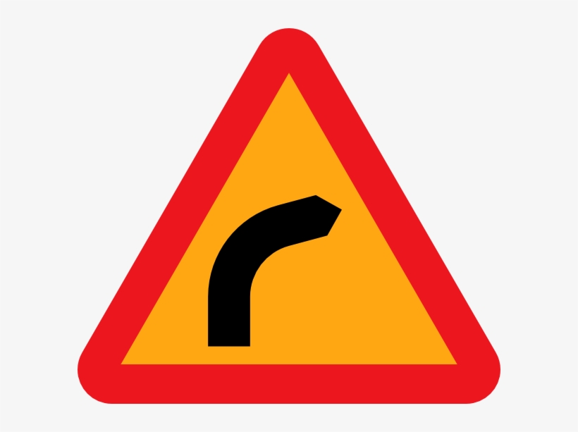 Free Vector Dangerous Bend Bend To Right Clip Art - Dangerous Right Bend Sign, transparent png download