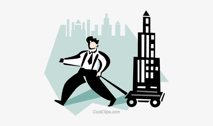 Man Towing An Office Building In A Wagon Royalty Free - Motion, transparent png download