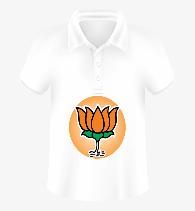 Bjp Logo Printed T-shirts In White Color - Printed T-shirt, transparent png download