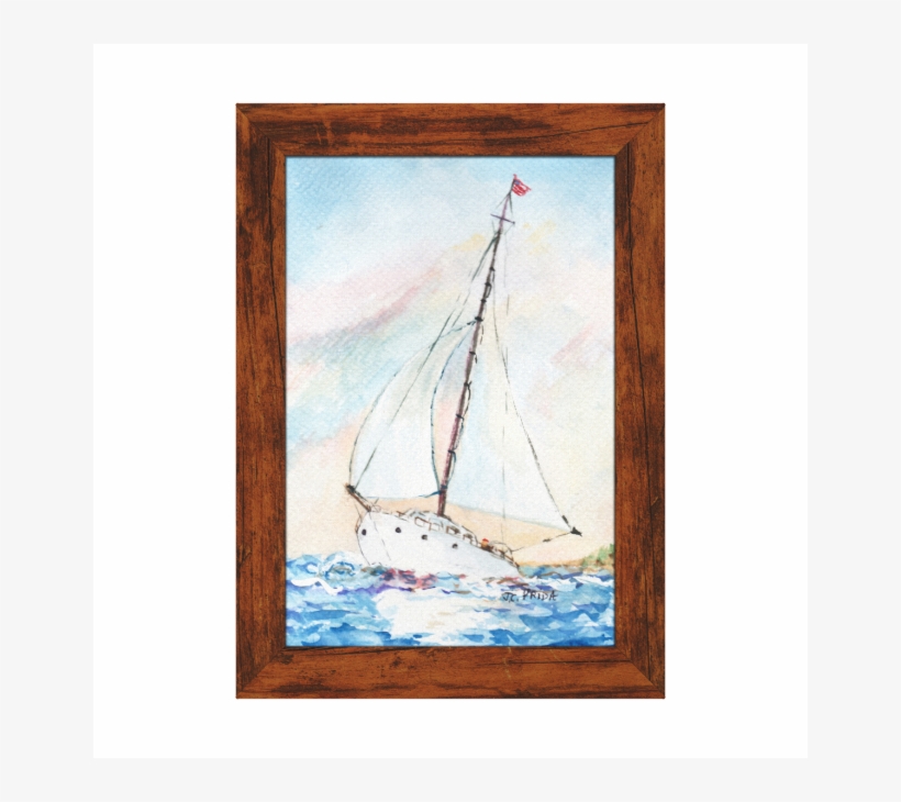 Sailboat At Sea Fine Art Watercolor Painting Gallery - Painting, transparent png download