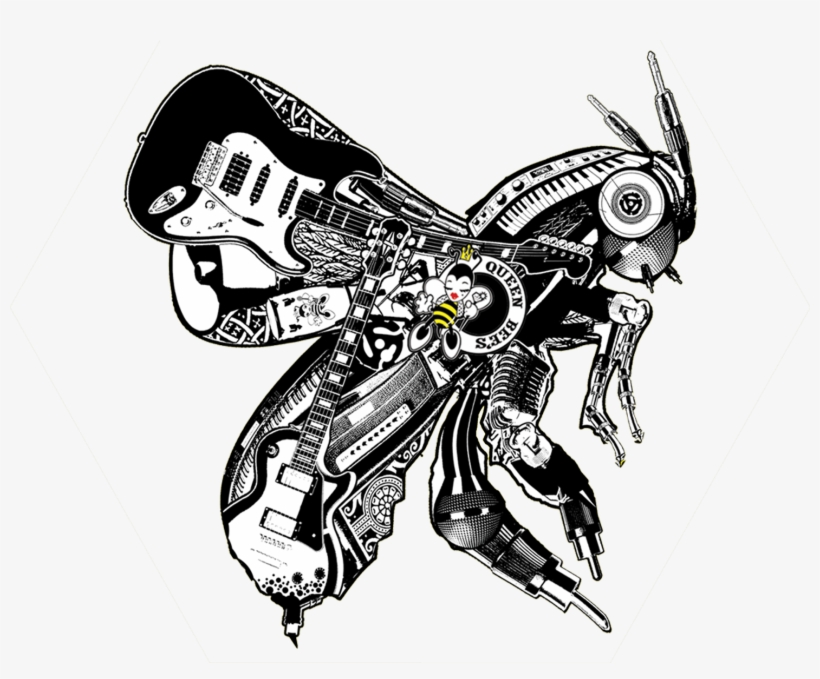 Queen Bee's Recording Studio - Electric Guitar Silhouette, transparent png download