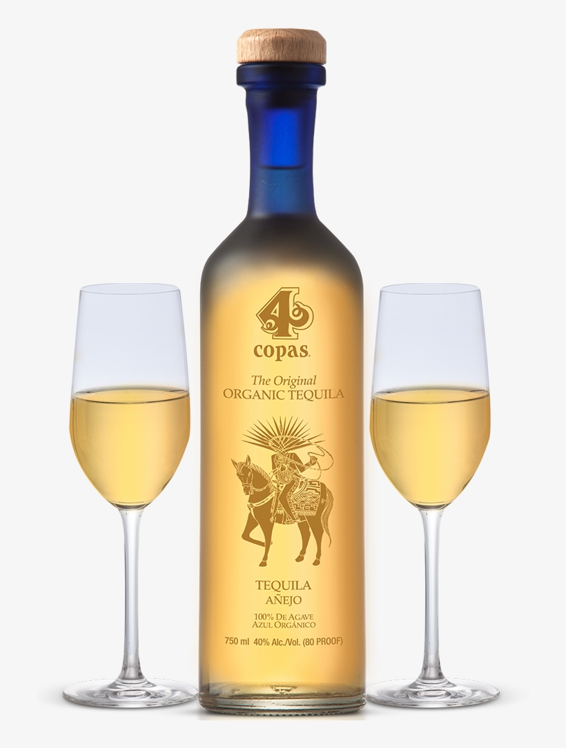 4 Copas Organic Anejo Tequila - Tequila Cuatro Copas Blanco, transparent png download
