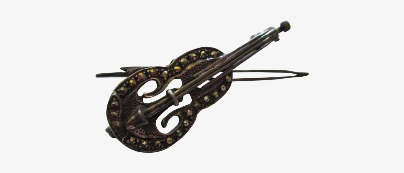 Lovely Marcasite Violin With Bow Sterling Silver Signed - Rein, transparent png download