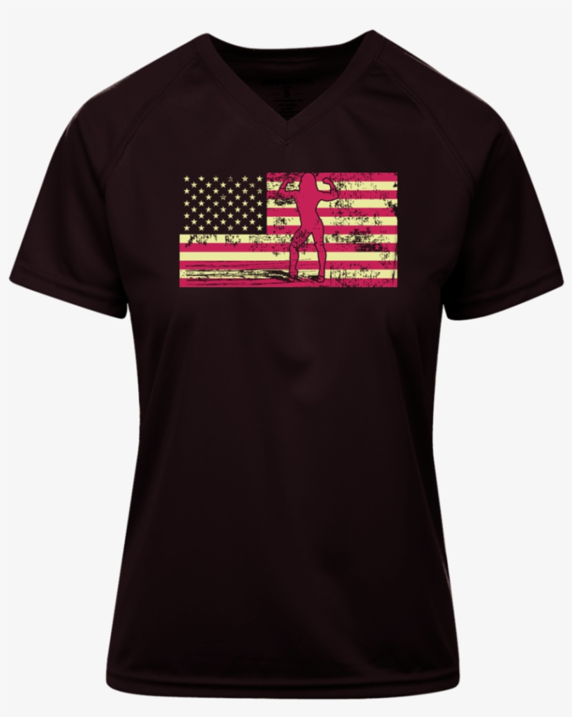 Female Bodybuilder Silhouette On The American Flag - Official Dunder Mifflin Shirt, transparent png download