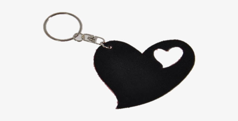 Double Heart Leather Keychain Lkdh07-black/red - Keychain, transparent png download