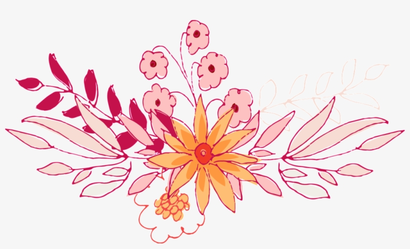 Hand Painted Linear Flower Arrangement Png Transparent - Flower, transparent png download