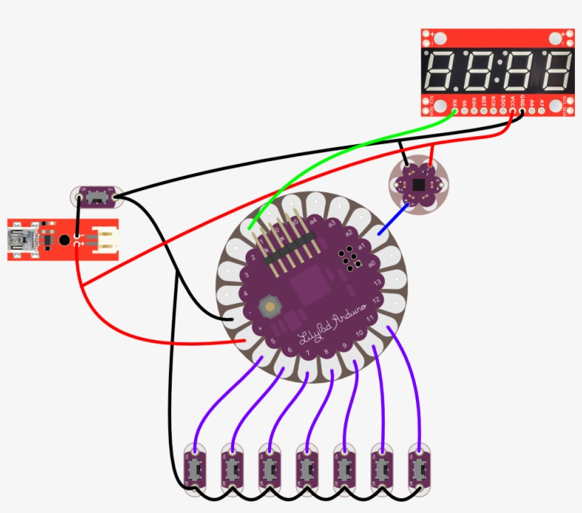 D&d Gauntlet Circuit - Lilypad Arduino Pins, transparent png download