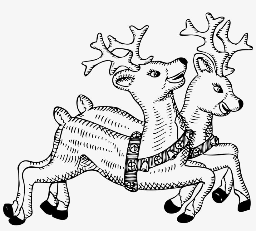 Fullsize Of Christmas Black And White Large Of Christmas - Reindeer Clipart, transparent png download