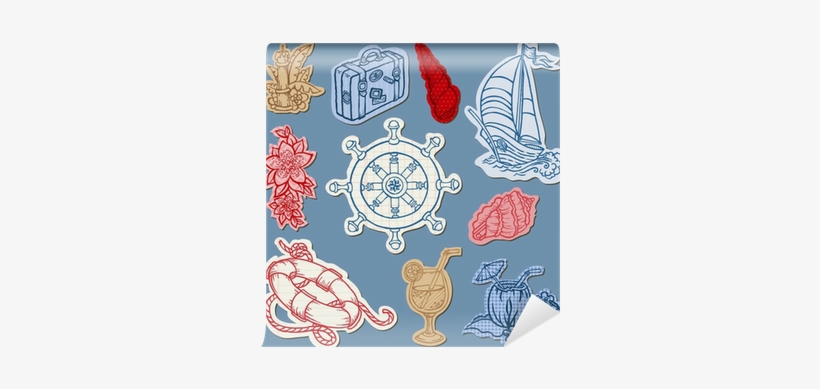 Nautical Doodles On Torn Paper- Hand Drawn Collection - Paper, transparent png download