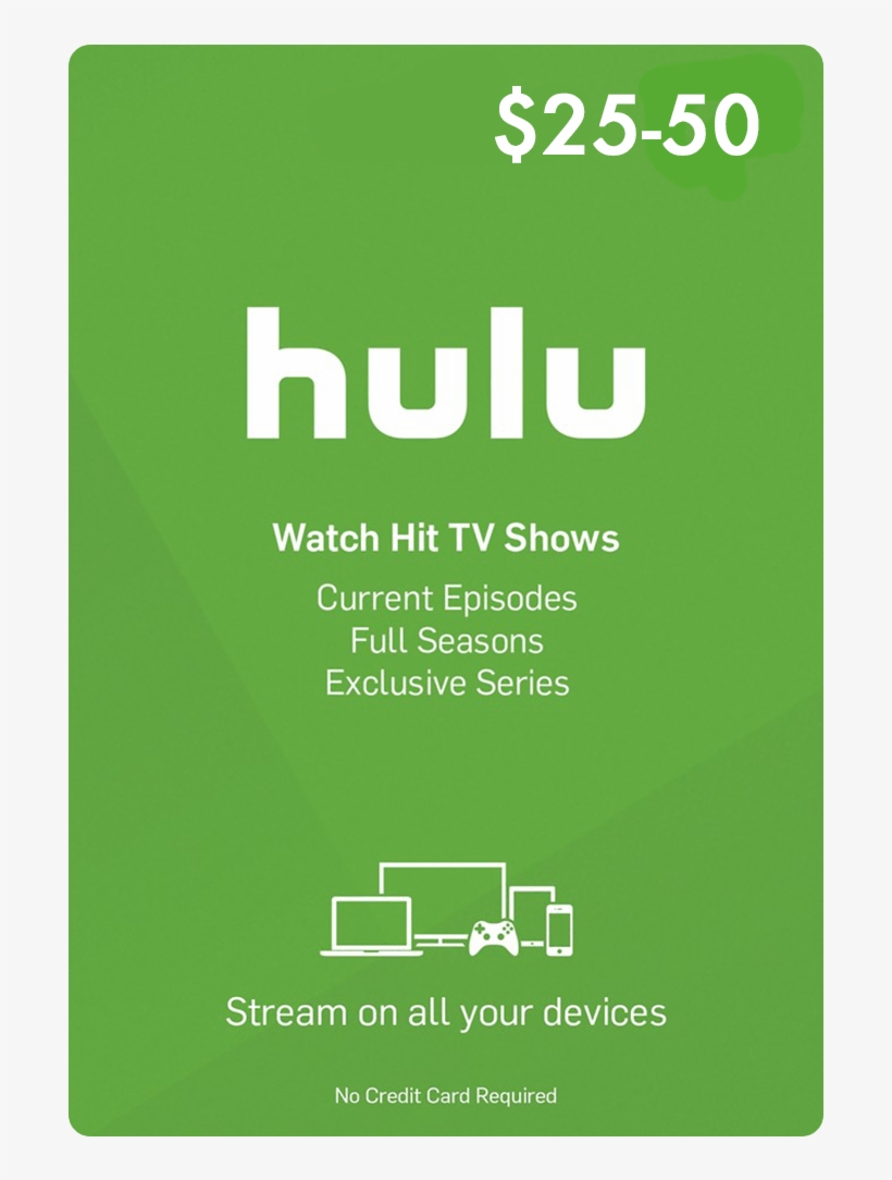 Itunes Gift Card $25 Photo - Hulu Card, transparent png download