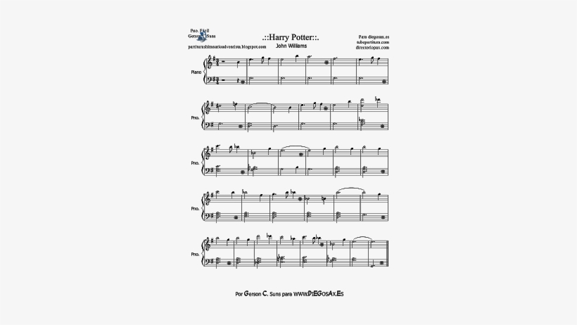 Subpages - Note Harry Potter Piano, transparent png download