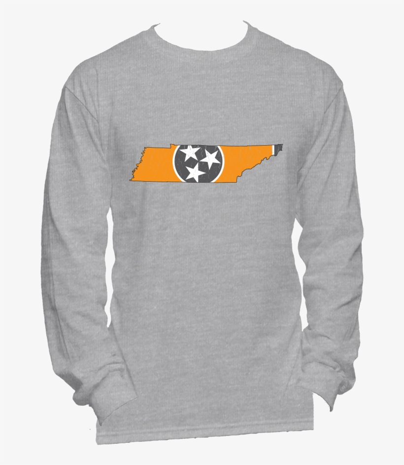 Tennessee Flag State Outline Orange Mens Long Sleeve - Navy Blue Long Sleeve Tee, transparent png download