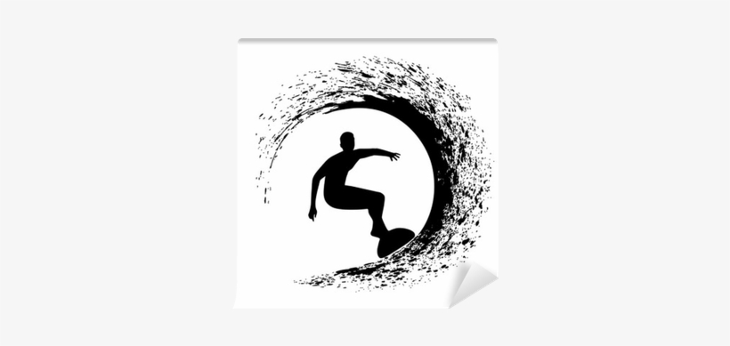 Silhouette Of The Surfer On An Ocean Wave In Style - Ocean Wave Silhouette, transparent png download