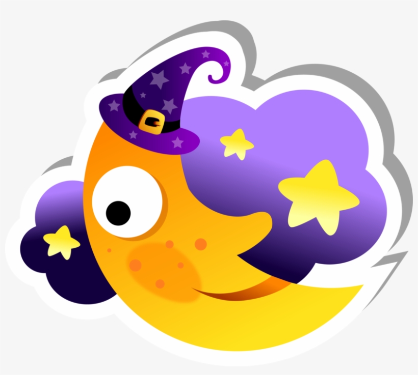 Crescent Moon And Cloud Sticker - Moon, transparent png download