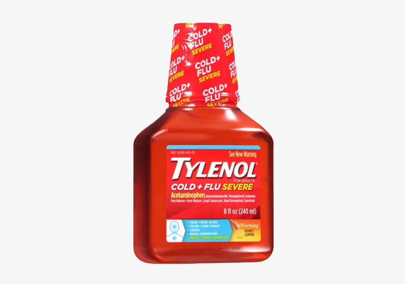 Tylenol Cold Flu Severe, 8oz - Tylenol Cold + Flu, Severe, Caplets - 24 Caplets, transparent png download