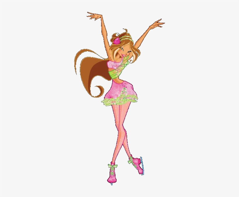 Flora Ice Skating - Winx Club Flora Ice Skating, transparent png download