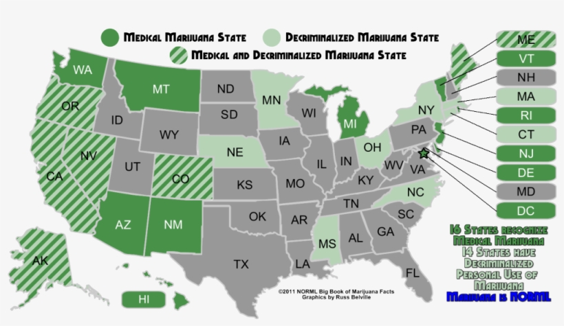 Recreational And Medical Weed States, transparent png download
