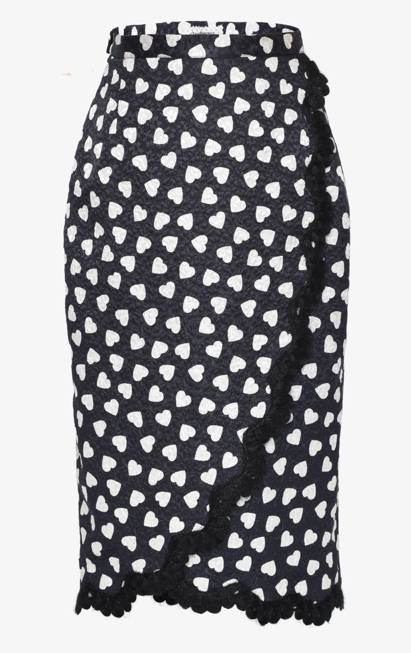 Ou La La Skirt Black Hearts - White Long Sleeve Dress With Red Polka Dot, transparent png download