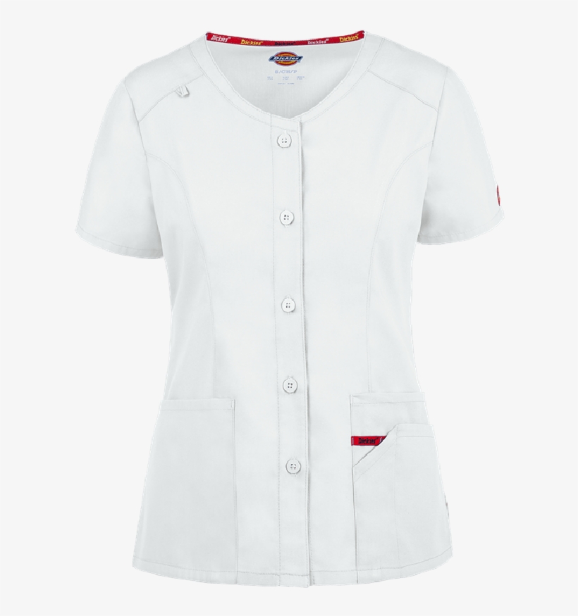 Dickies Medical Dk605 Button Front V-neck Top - Blouse, transparent png download