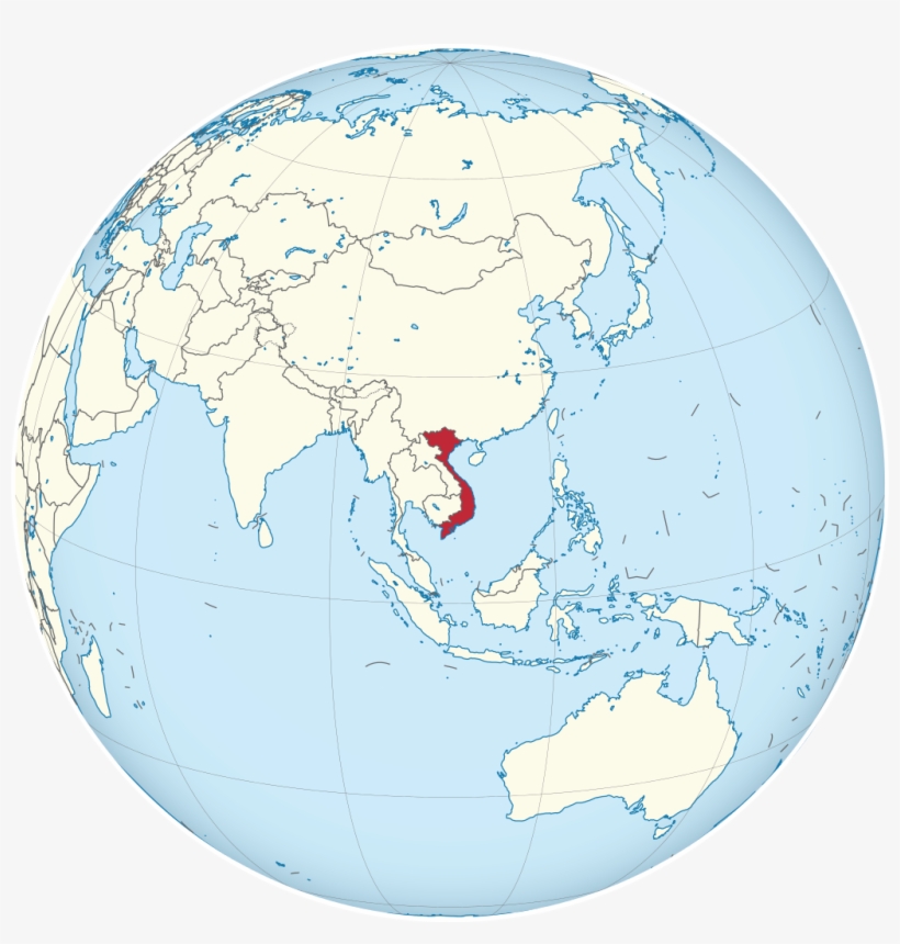 Vietnam On The Globe - Asia Map, transparent png download