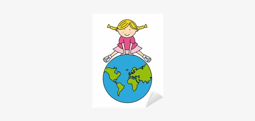Niña Con Mapa Mundi Sticker • Pixers® • We Live To - Room, transparent png download