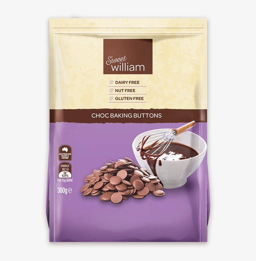 Sweet William Dark Choc Baking Buttons G/f 300g, transparent png download