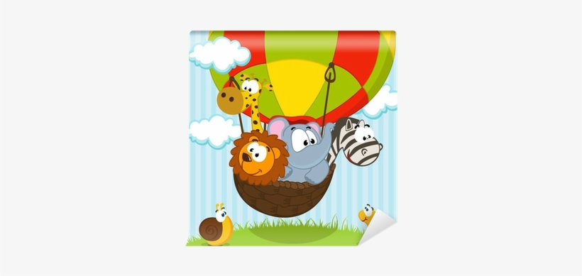 Animals Traveling By Balloon - Air Balloons With Animal, transparent png download